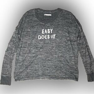 Abercrombie & Fitch Gray Long Sleeve Tee “Easy Does It” Graphic Shirt Women’s L